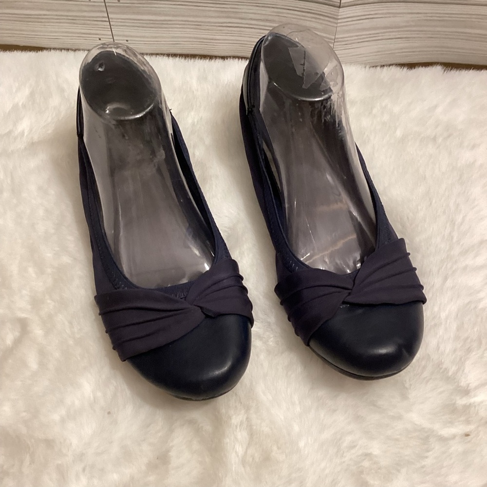 Women’s Yuu Ballet Flats Navy Blue Slip on Faux Leather Size 9.5